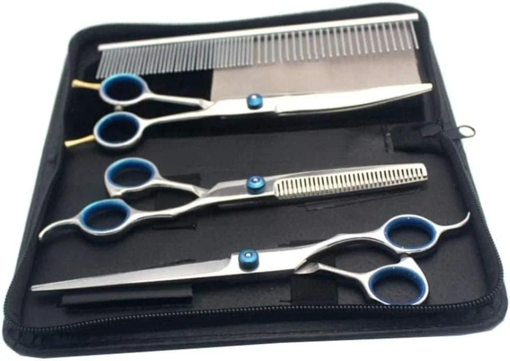 Barber Scissors 7 inches Hairdressing Scissors Household Hair Clippers Set Flat Shears Professional Barber Scissors