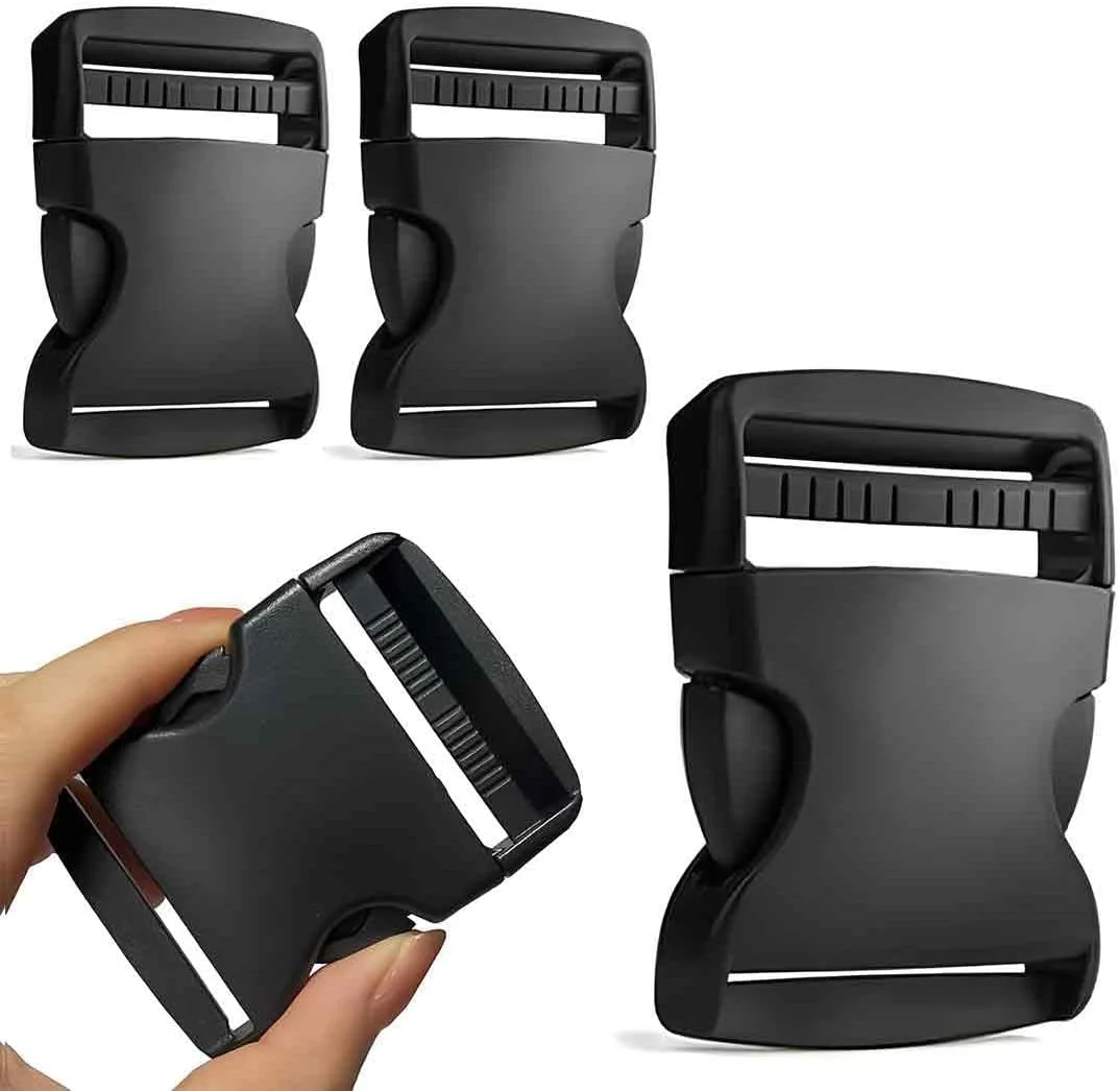 مجموعه 4 عددی سگک پلاستیکی AFCJLTO با رهاسازی جانبی برای کوله پشتی، قلاب های مشکی سایز 38 میلی متر، قوی و بادوام، تجهیزات ماجراجویی خود را کامل کنید!