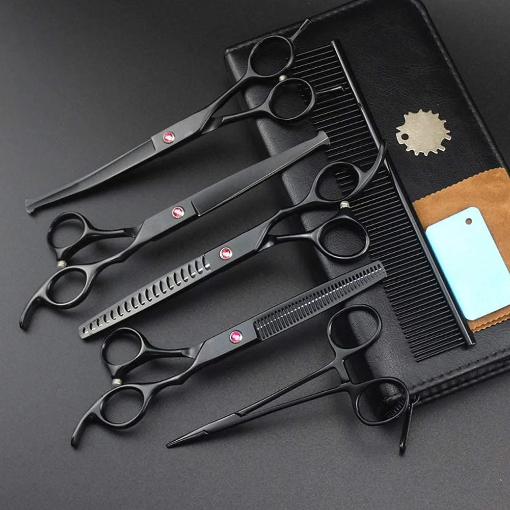 قیچی آرایشگری مو، ست آرایشگری و حالت دهی مو، ابزارهای حرفه ای برای نازک کردن و مدل دادن به مو، سایز 7 اینچ، قیچی آرایشگری