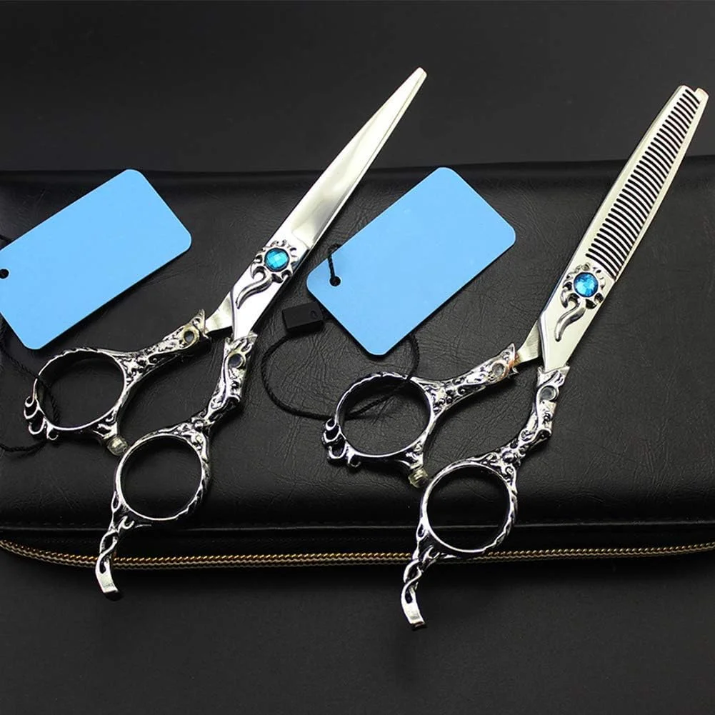 قیچی آرایشگری مو، پیرایش مو و هرس کردن، و استفاده شخصی استیل ضد زنگ (ست 6 اینچی)، قیچی آرایشگری