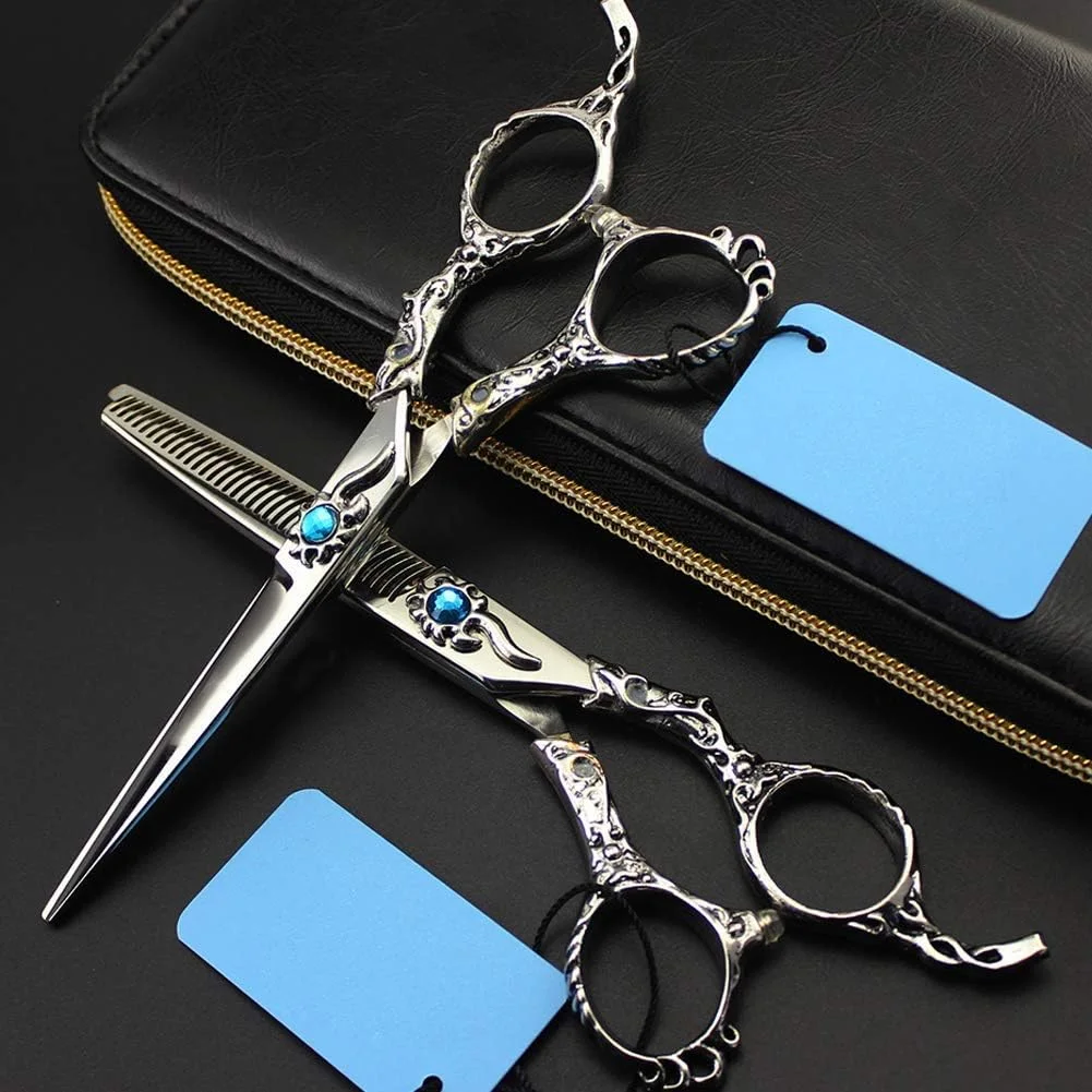 قیچی آرایشگری مو، پیرایش مو و هرس کردن، و استفاده شخصی استیل ضد زنگ (ست 6 اینچی)، قیچی آرایشگری