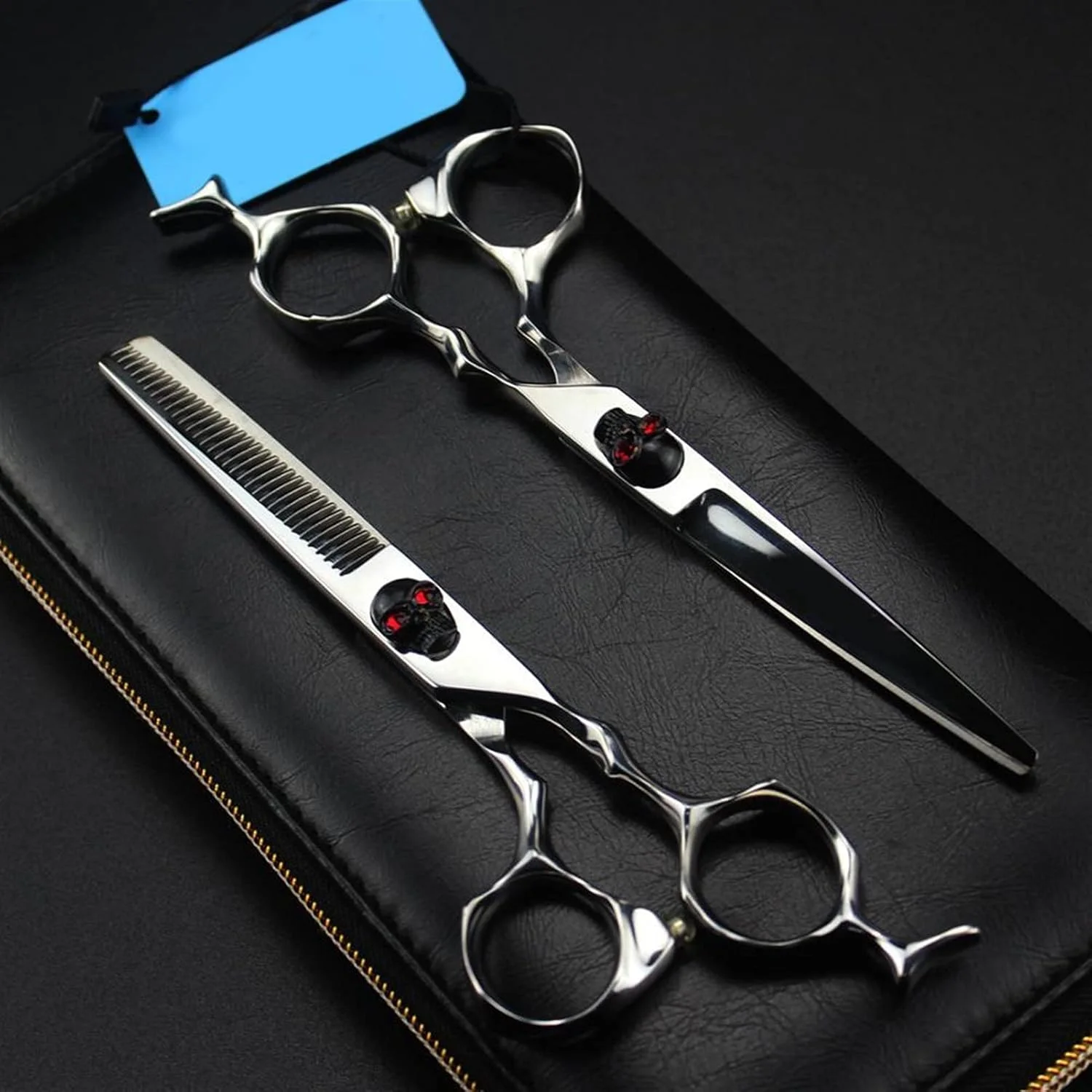 قیچی سر جمجمه مشکی، قیچی آرایشگری حرفه ای، ست قیچی آرایشگری حرفه ای، قیچی های کوتاهی مو