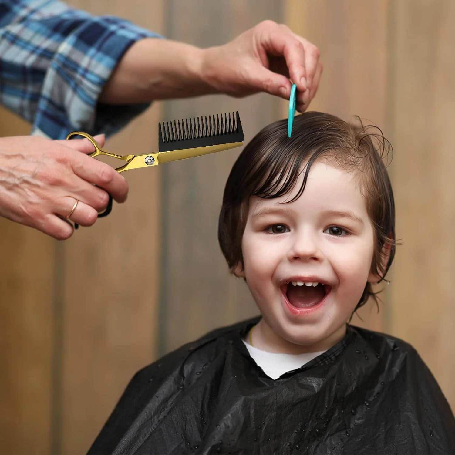 قیچی مو | قیچی آرایشگری حرفه ای | قیچی پیتاژ 2 در 1 با شانه جداشدنی، ابزار آرایشگری برای کودکان، سالمندان، زنان، مردان، پیرایش، آرایشگر، منزل، حمام