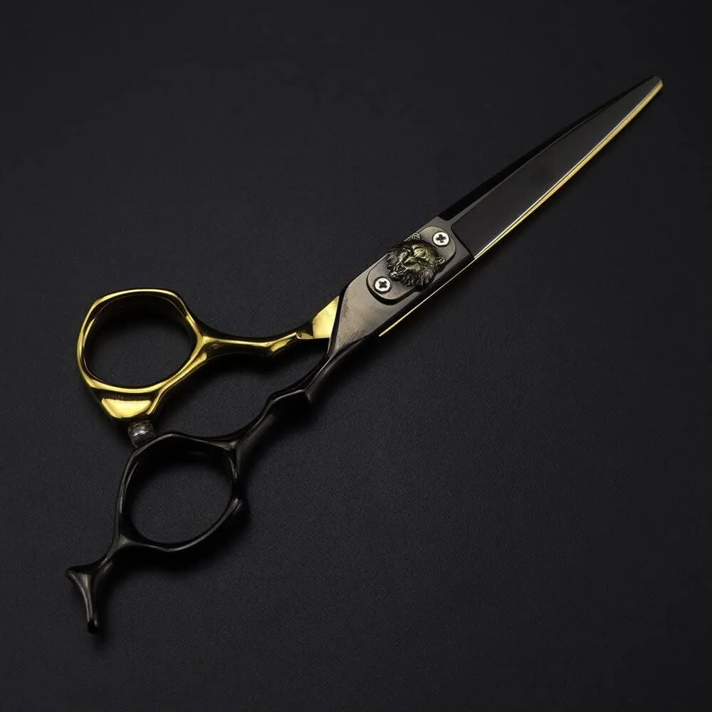 قیچی آرایشگری، قیچی پیرایش مو 6 اینچی حرفه ای فولاد ژاپنی 440C با طرح سر ببر، قیچی آرایشگری پیرایش مو، قیچی اصلاح و کم حجم کننده مو