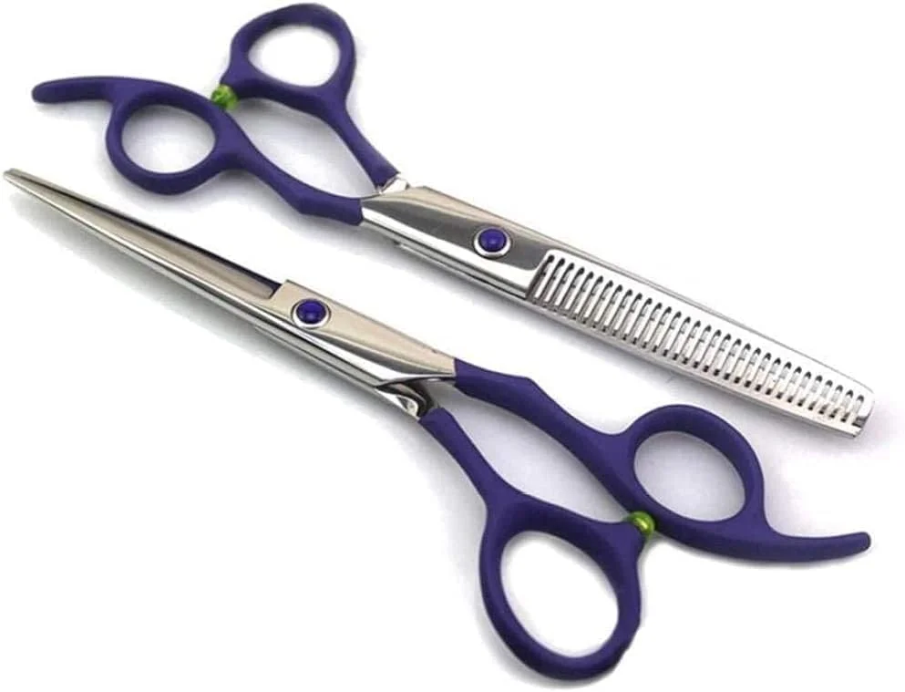 قیچی آرایشگری حرفه ای 15 سانتی متری استیل مشکی/آبی/صورتی-آبی مناسب آرایشگاه ها یا استفاده در منزل (رنگ: آبی)