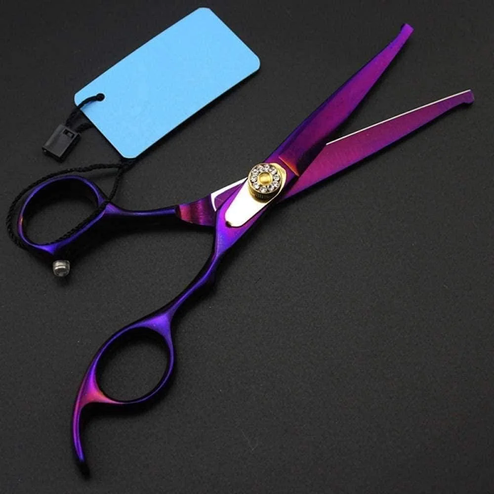 قیچی آرایشگری حرفه ای 6 اینچی، قیچی برش مو، قیچی آرایشگری، قیچی پیتاژ مو، ست قیچی آرایشگری - ست بنفش - ست طلایی، ست بنفش