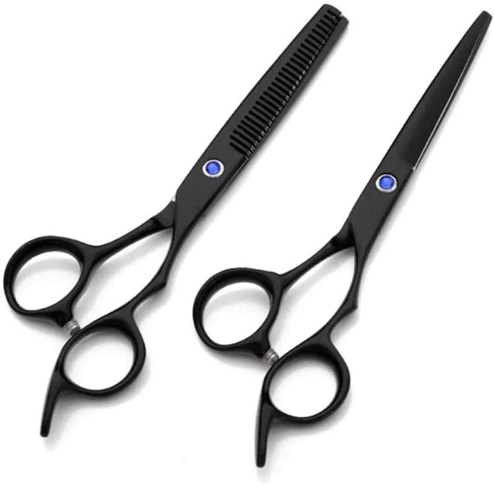 قیچی آرایشگری حرفه ای، ست قیچی های پیتاژ چرخشی 360 درجه، قیچی آرایشگری الماسه 440C - 5.5 اینچ، مناسب سالن های آرایشگری یا استفاده در منزل