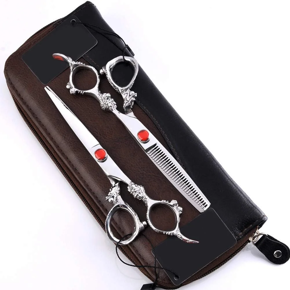 قیچی آرایشگری مو، قیچی آرایشگری حرفه ای، ست مو، ابزار صاف و نازک کننده مو (برش تخت + دندانه دار)، قیچی آرایشگر