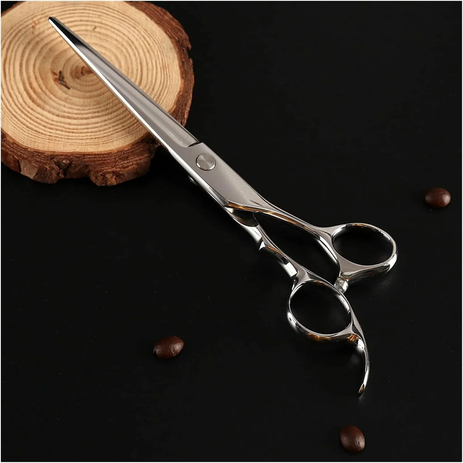 قیچی آرایشگری نقره ای آرایشگاه، قیچی موی لبه تیغ حرفه ای، قیچی تخت، قیچی پیتاژ برای سالن، قیچی های اصلاح مو با پرداخت ظریف (قیچی تخت نقره ای)