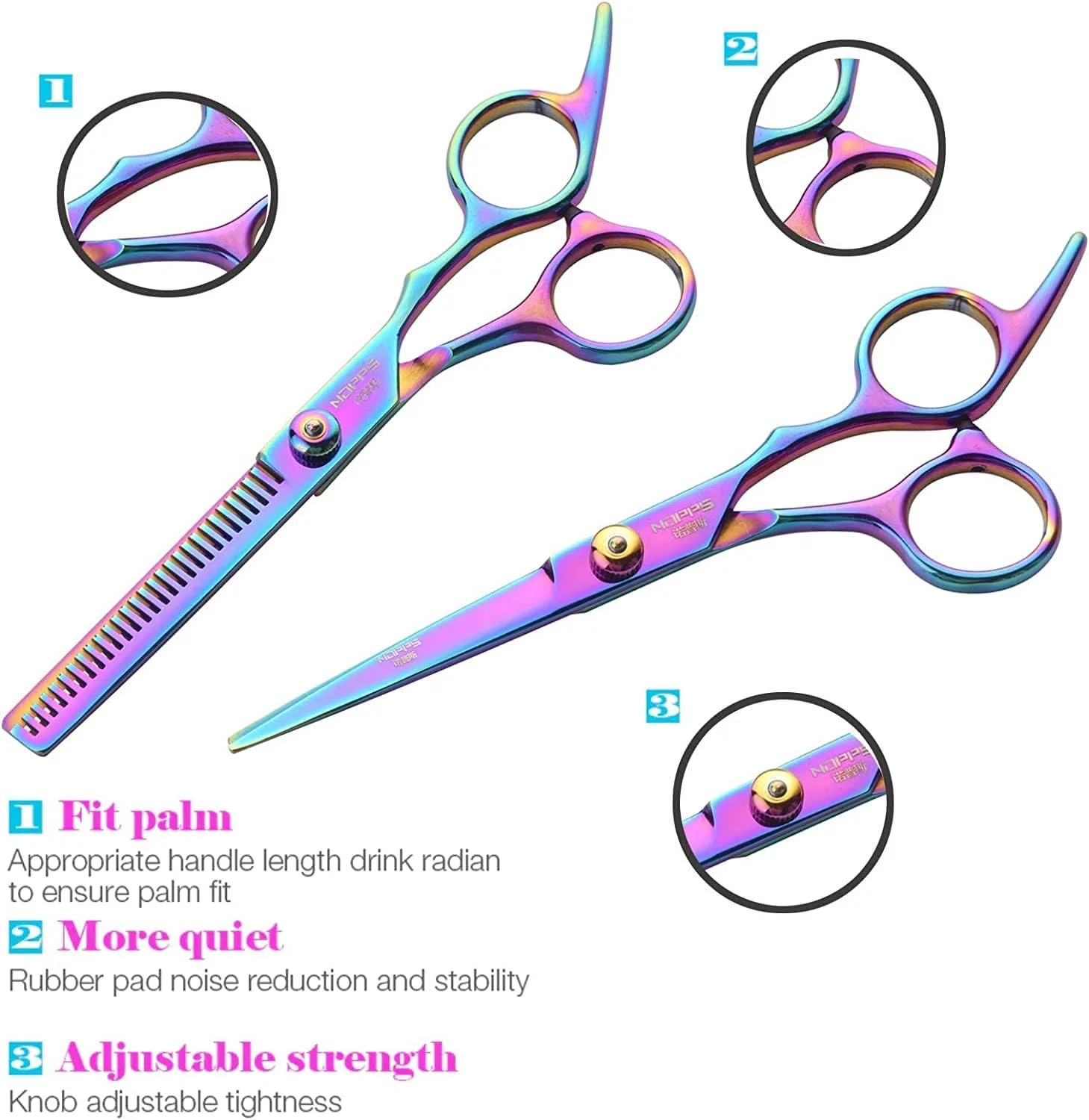 ست قیچی آرایشگری 8 تکه، ست قیچی پیرایشگری 6 اینچی استیل ضد زنگ، ست حرفه ای آرایشگری، قیچی های کم حجم کننده/بافت دهنده، شانه تیغ دار، گیره برای سالن خانگی (کت و شلوار قیچی)