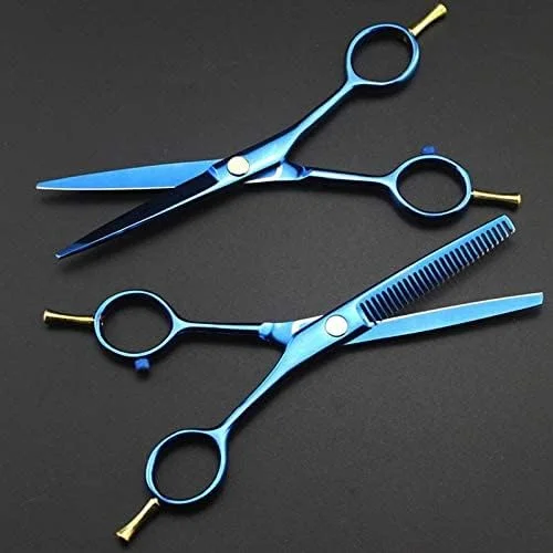 قیچی آرایشگری مو، حرفه ای ژاپن 440c 5.5 اینچ، قیچی دو دم برای کوتاهی و نازک کردن مو، ست آرایشگری، قیچی آرایشگری