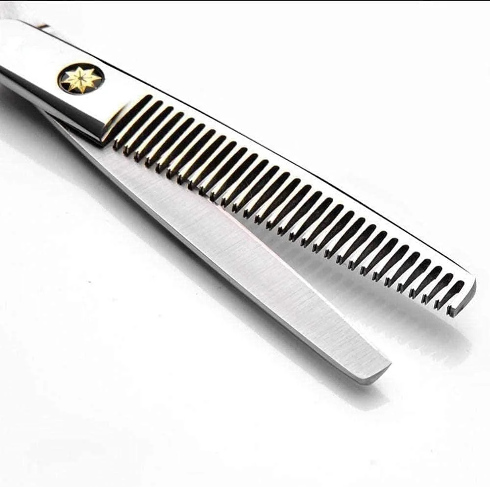 ست قیچی آرایشگری شامل قیچی های تیز آرایشگری و قیچی های پیتاژ، مناسب برای آرایشگاه های خانگی و سالن های آرایشی، نقره ای 6 اینچی، مناسب برای آرایشگران سالن یا استفاده در منزل