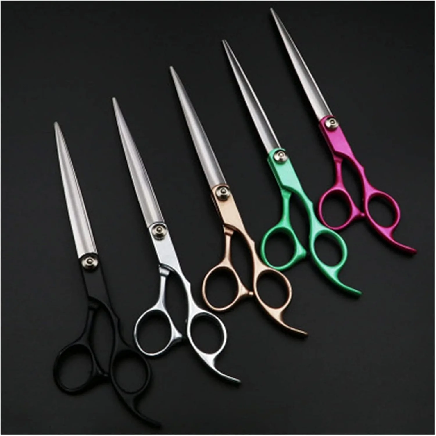 قیچی آرایشگری مو، پیرایش حرفه ای حیوانات خانگی از جنس استیل ضد زنگ، 7.0 اینچ، شکاف دار، آرایشگری سگ 5 رنگ، قیچی آرایشگر