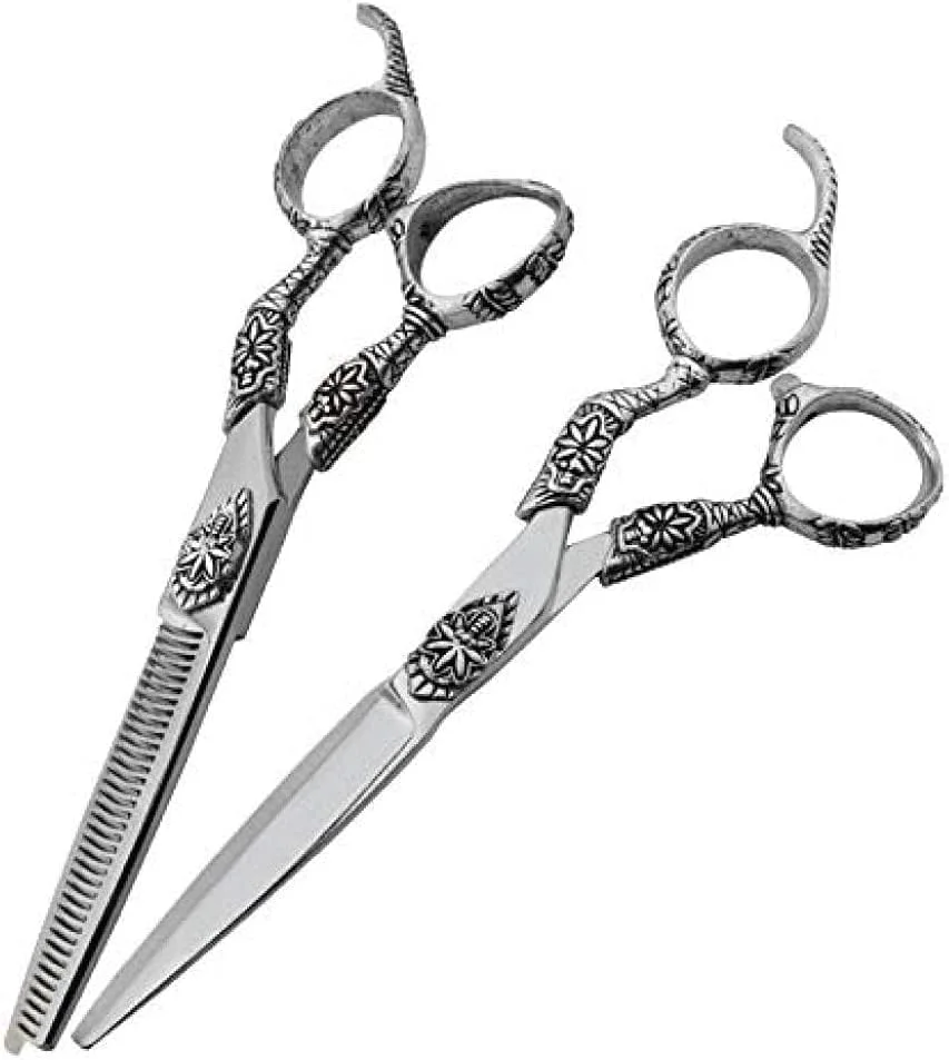 قیچی آرایشگری، قیچی اصلاح مو 6 اینچی، قیچی آرایشگری مخصوص آرایشگران، قیچی تخت + قیچی دندانه دار، ابزار حرفه ای و اصل