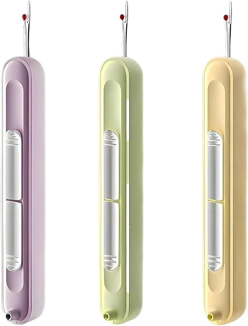 نخ‌کن سوزن پلاگین APOMOONS، ابزار برش درز نخ‌کن سوزن 2 در 1، ابزار نخ‌کش سوزن کشسان برای خیاطی دستی، بافندگی، صنایع دستی، لوازم جانبی لحاف‌دوزی (بسته 3 عددی)