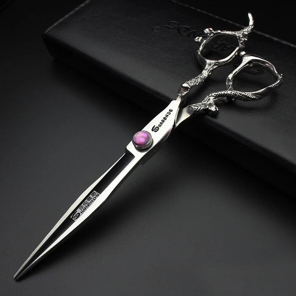 SHARONDS 7" 7.5" 8" Professional Hairdressing Scissors Barber Salon Hair Cutting Dragon Shears (Large) (7 inch dragon scissors)