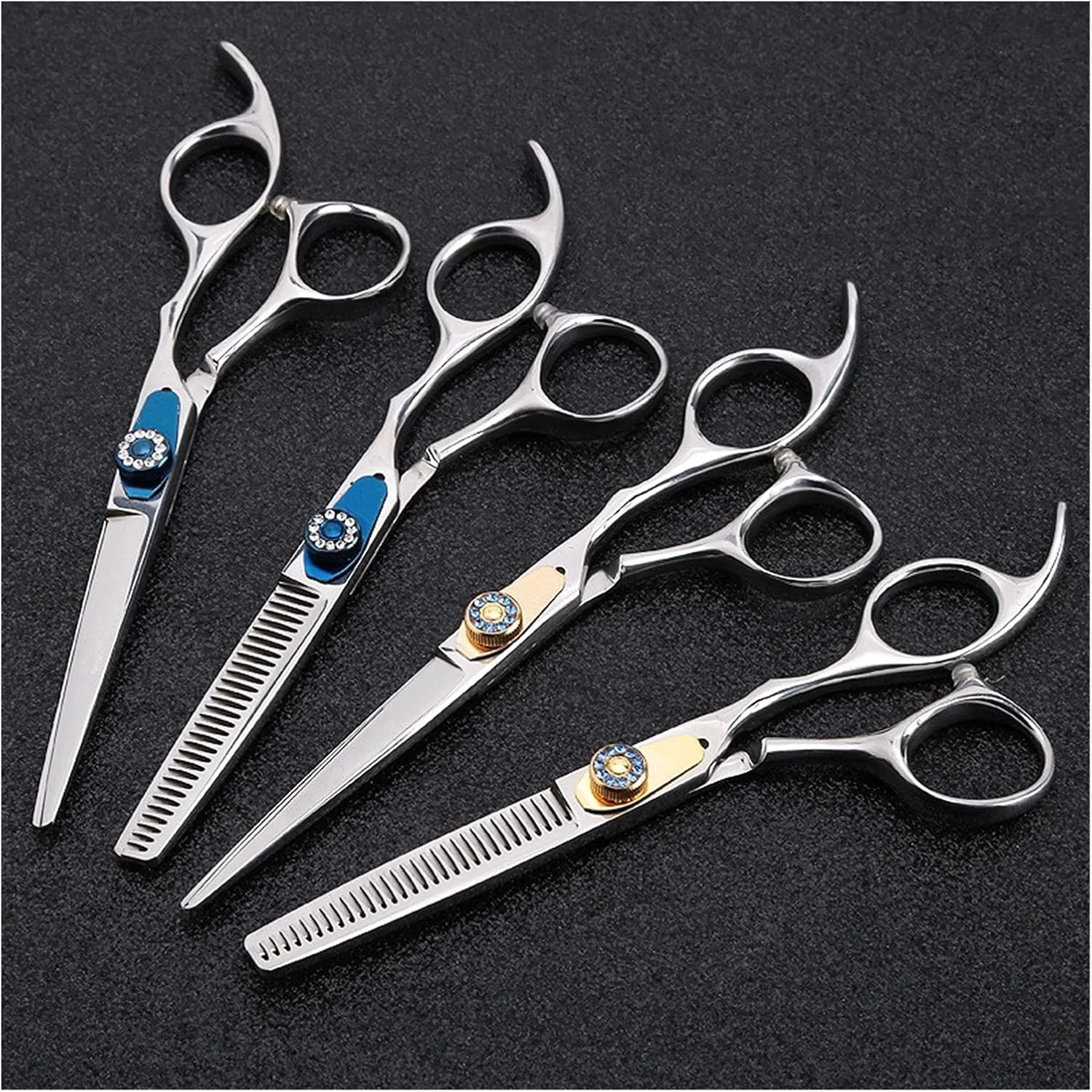 قیچی آرایشگری 6 اینچی، قیچی آرایشگری، قیچی پیتاژ، ست طلایی کیت قیچی اصلاح مو مدل B