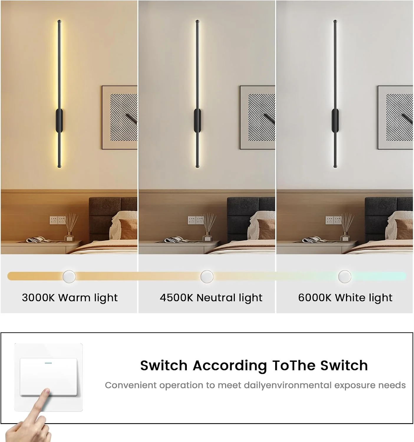 چراغ دیواری مدرن LED یاتای، مناسب اتاق خواب، اتاق غذاخوری و کنار آینه، چراغ دیواری داخلی LED دیمر دار، چراغ دیواری آلومینیومی اکریلیک نواری بلند (60 سانتی متر، 9 وات) چراغ دیواری مدرن LED یاتای، مناسب اتاق خواب، اتاق غذاخوری و کنار آینه، چراغ دیواری داخلی LED دیمر دار، چراغ دیواری آلومینیومی اکریلیک نواری بلند (60 سانتی متر، 9 وات)