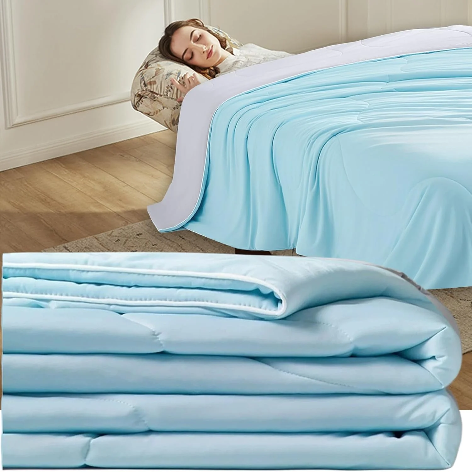 پتوی خنک کننده، رو تختی خنک و سبک - روکش تنفسی و راحت برای خوابگاه، مناسب برای خانم ها، هوای گرم، تخت خواب، آقایان، مبل و منزل
