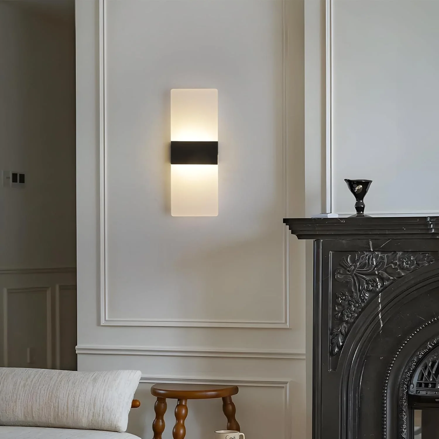 چراغ دیواری ال ای دی مینیمالیستی مدرن YATAI، چراغ دیواری مربعی مشکی 4 وات با کنترل سوئیچ سه رنگ (3000K-6000K)، ایده آل برای اتاق خواب، اتاق غذاخوری، کنار آینه