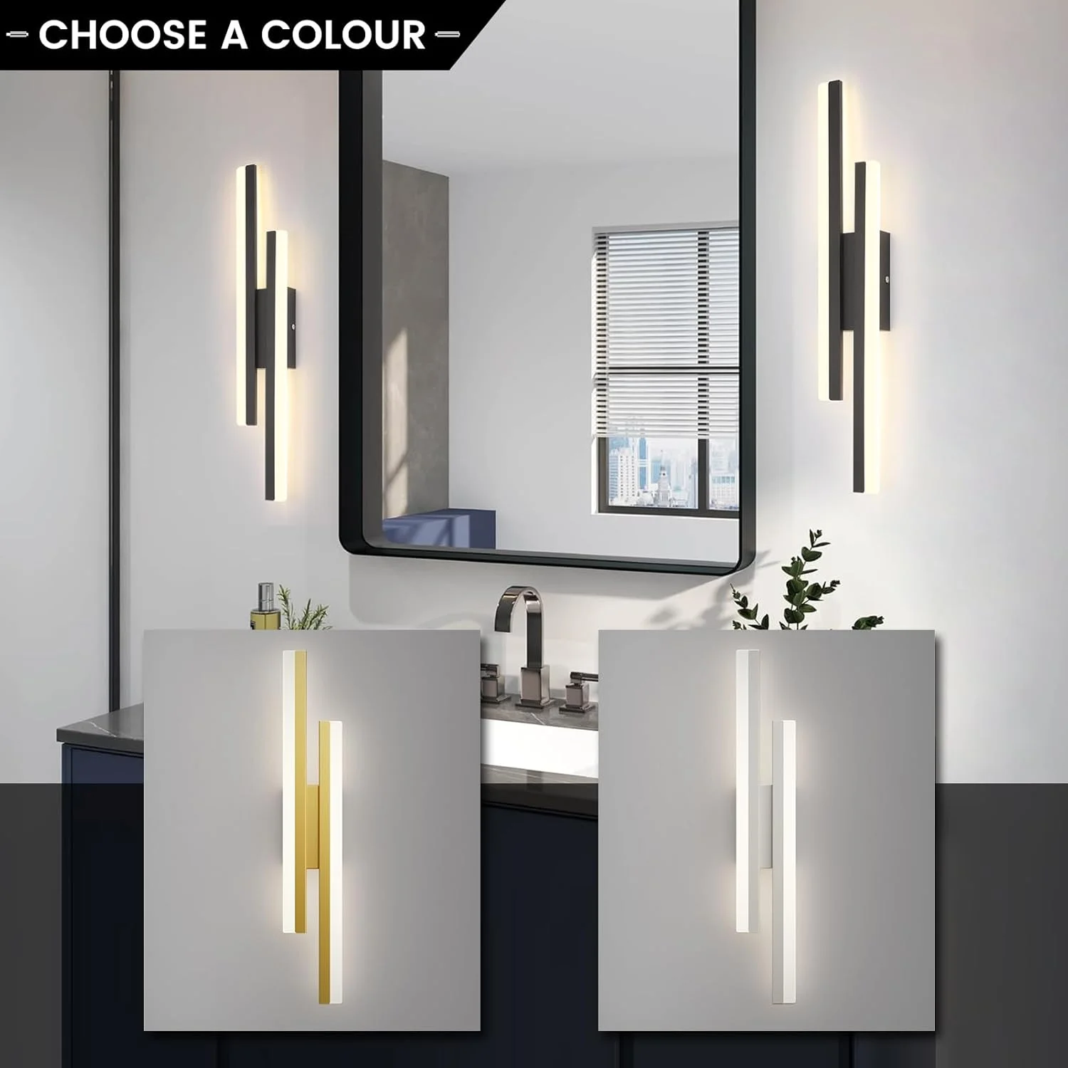 چراغ دیواری LED اتاق خواب YATAI LIGHTING (بسته بندی جدید)، چراغ دیواری دیمر دار، چراغ دیواری کنار تختی 19.6 اینچی، چراغ دیواری مدرن مشکی برای اتاق خواب، اتاق نشیمن، راهرو، حمام (مشکی)