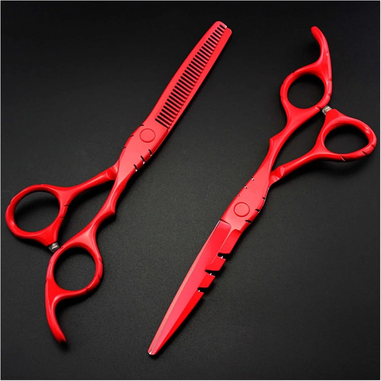 قیچی آرایشگری 5.5/6 اینچ قرمز، قیچی کوتاهی مو، قیچی پیتاژ، قیچی آرایشگری، ست قیچی کوتاهی مو 5.5 اینچ - مدل B