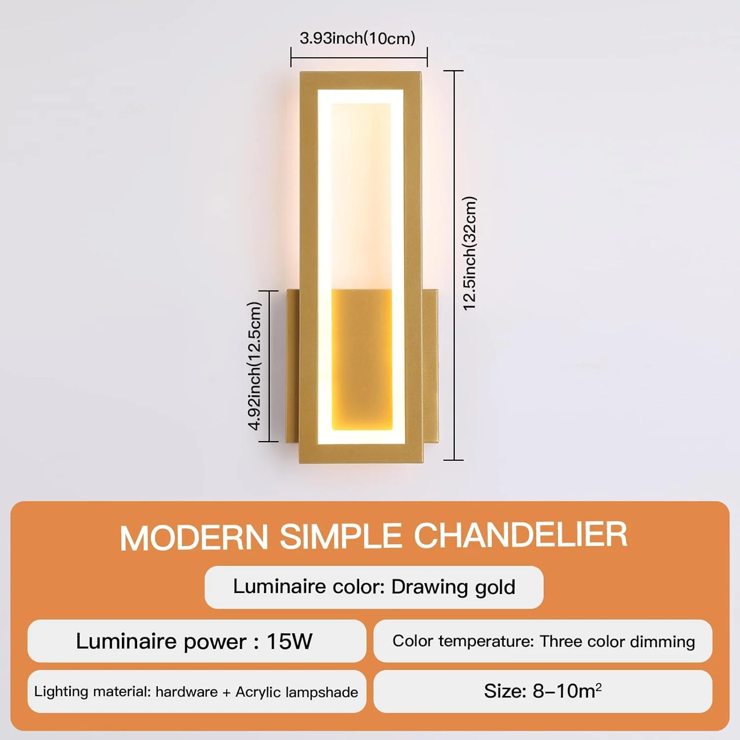 چراغ دیواری اتاق خواب داخلی YT YATAI LIGHTING، چراغ دیواری LED مدرن طلایی برای اتاق نشیمن، لامپ دیواری با دمای رنگ قابل تنظیم (15 وات) چراغ دیواری اتاق خواب داخلی YT YATAI LIGHTING، چراغ دیواری LED مدرن طلایی برای اتاق نشیمن، لامپ دیواری با دمای رنگ قابل تنظیم (15 وات)