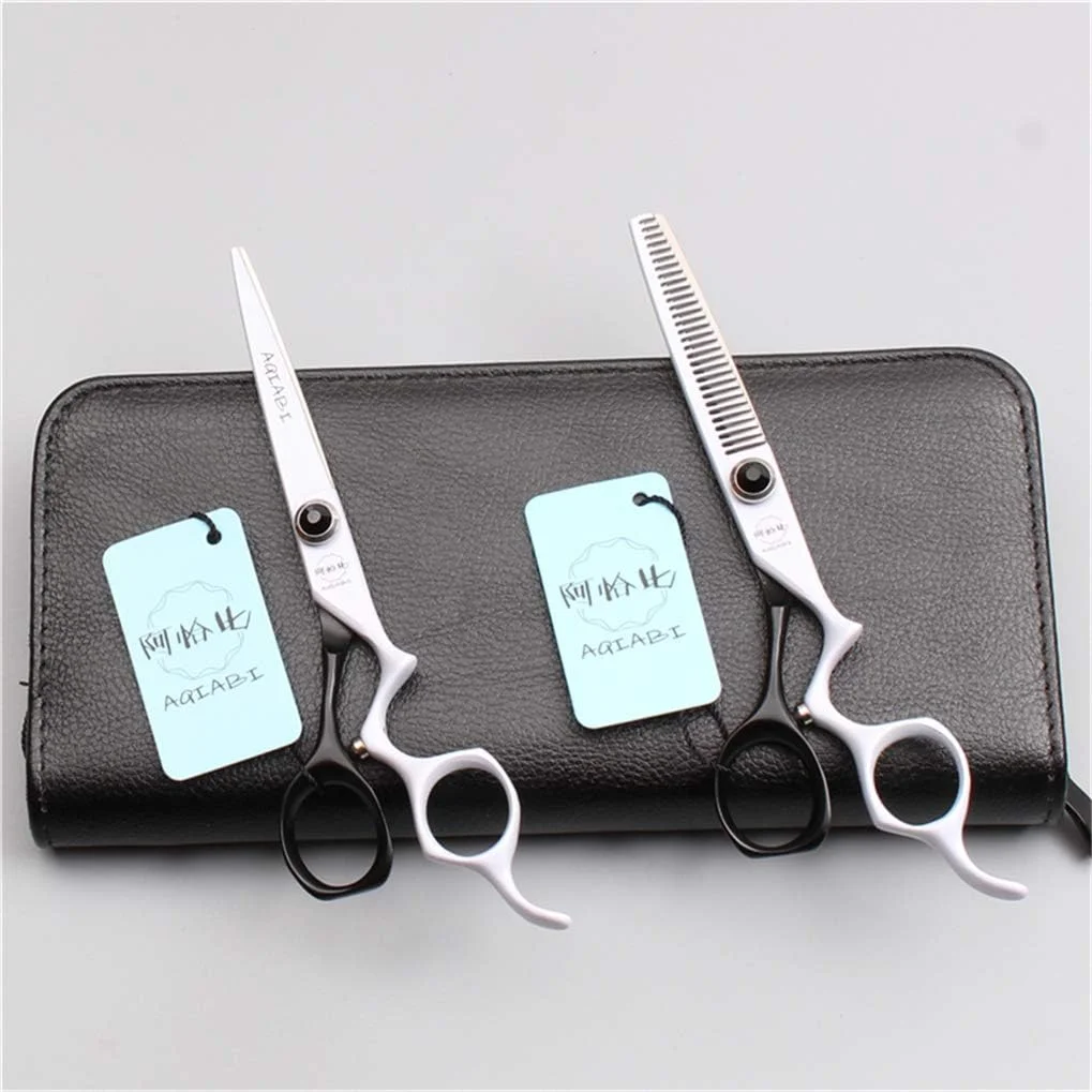 ست قیچی آرایشگری حرفه ای SXFXZ، دسته لنگ 6.0 اینچ، قیچی های پیتاژ آرایشگری، فولاد 440C درجه یک، آرایشگر، اصلاح مو، سالن خانگی، سیاه و سفید