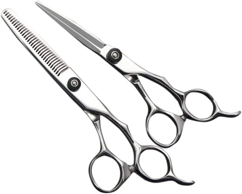 قیچی آرایشگری حرفه ای ENPAP سایز 6.0 اینچ، ست قیچی کات و قیچی اره ای، قیچی چتری استیل ضد زنگ