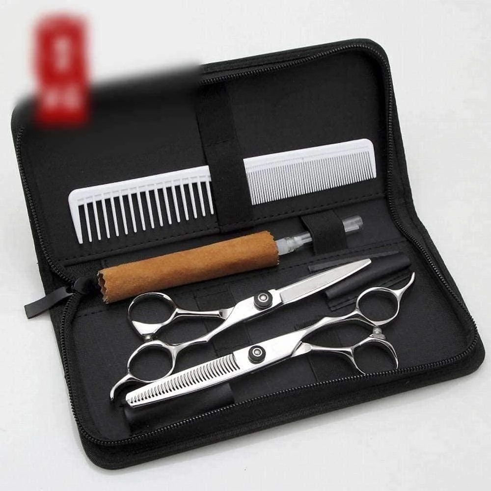 قیچی آرایشگری حرفه ای ENPAP سایز 6.0 اینچ، ست قیچی کات و قیچی اره ای، قیچی چتری استیل ضد زنگ