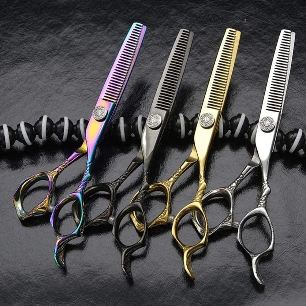 قیچی آرایشگری حرفه ای ENPAP، قیچی آرایشگری و قیچی پیتاژ 15.2 سانتی متری استیل ضد زنگ بنفش، مناسب برای آرایشگاه ها یا استفاده در منزل (رنگ: چند رنگ)