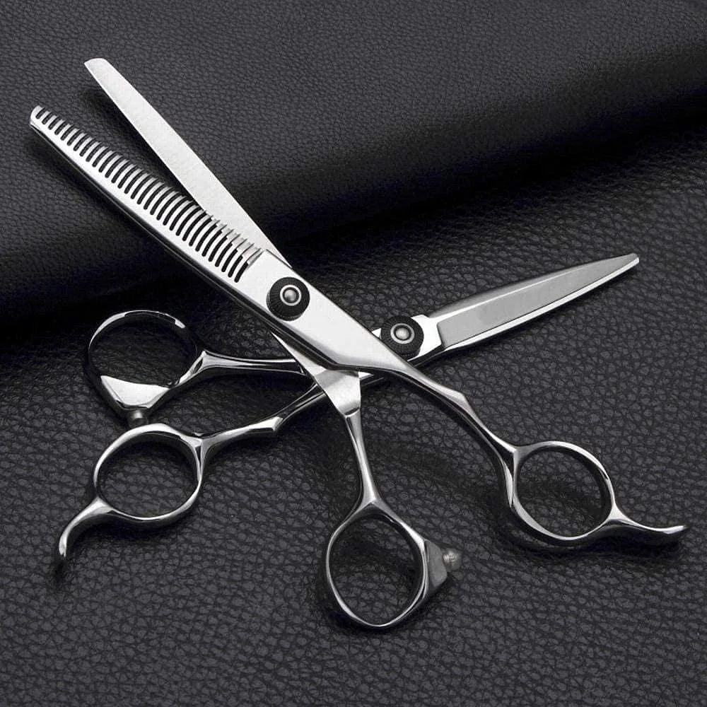 قیچی آرایشگری حرفه ای ENPAP سایز 6.0 اینچ، ست قیچی کات و قیچی اره ای، قیچی چتری استیل ضد زنگ