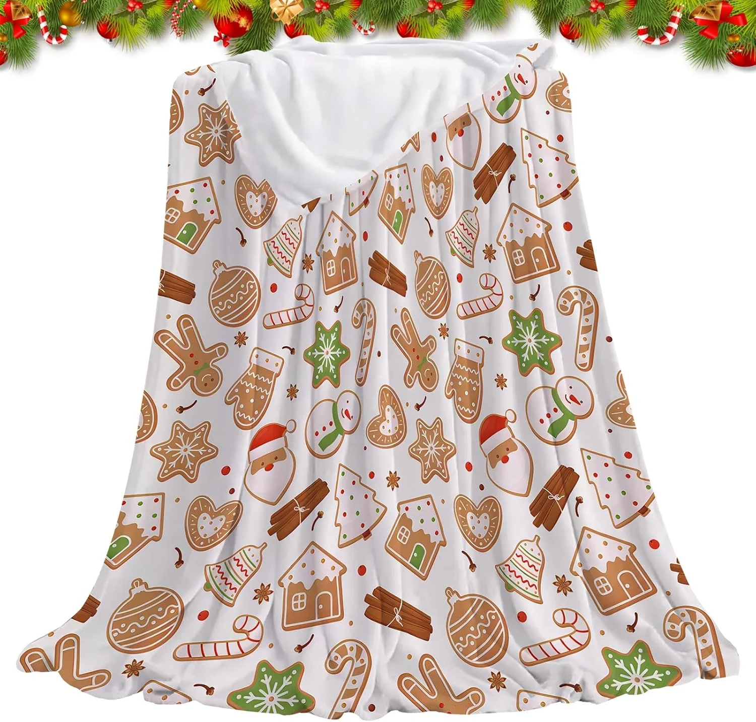 پتو کریسمس Copbopwn، پتوهای کریسمسی برای مبل، پتو پشمی کریسمس، آدم برفی زنجبیلی، درختان کریسمس، پتو کریسمسی تخت، پتو کریسمسی برای تخت، 100 x 150 سانتی متر (زنجبیلی)