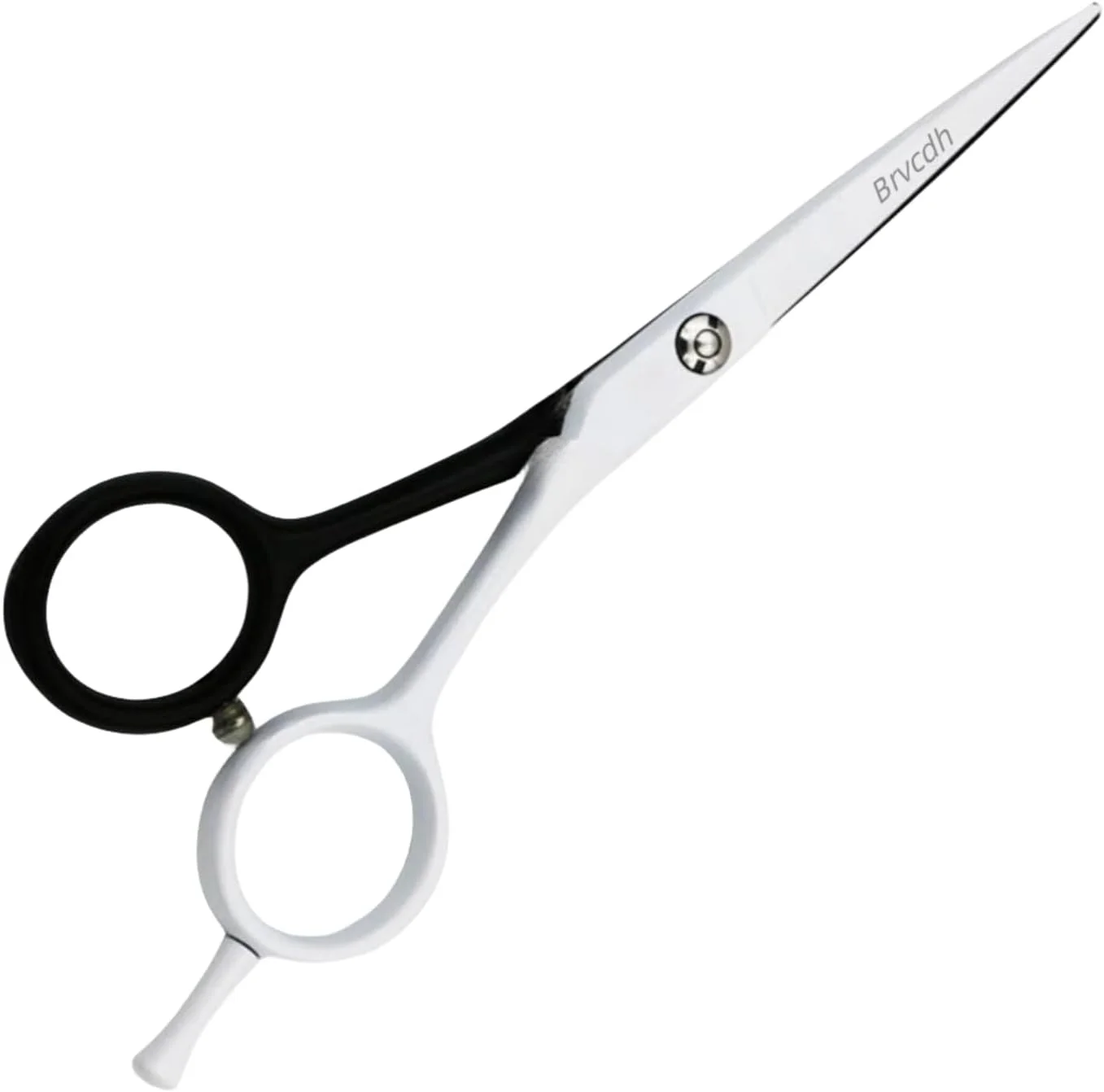 قیچی آرایشگری مو، قیچی سلمانی - قیچی موی حرفه ای با تیغه لبه تیغی جذاب 6.2 اینچی - قیچی اصلاح مو، پیرایش مردانه/زنانه (سفید مشکی)