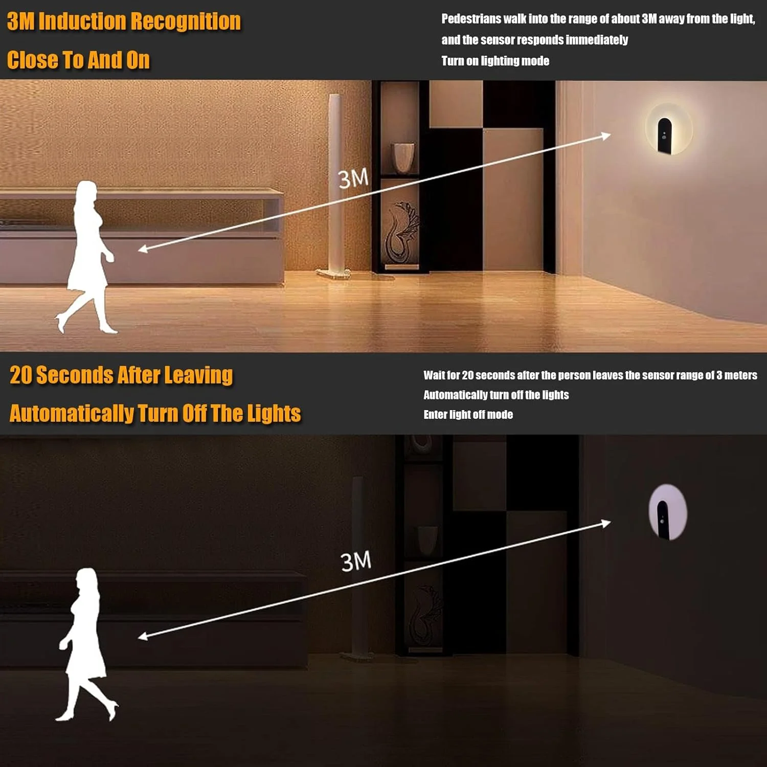 چراغ دیواری باتری خور KASTWAVE با حسگر حرکتی، چراغ دیواری قابل حمل USB شارژی، چراغ خواب LED القایی با آهنربا، روشنایی مدرن دیوارکوب برای راه پله راهرو، 2 عدد چراغ دیواری باتری خور KASTWAVE با حسگر حرکتی، چراغ دیواری قابل حمل USB شارژی، چراغ خواب LED القایی با آهنربا، روشنایی مدرن دیوارکوب برای راه پله راهرو، 2 عدد