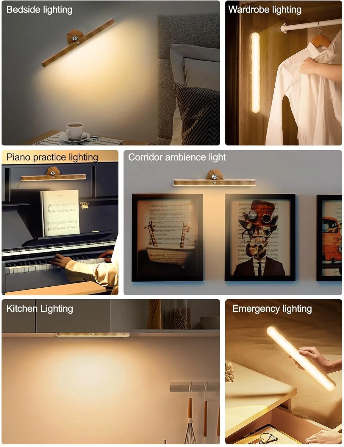 چراغ خواب چرخشی 360 درجه KASTWAVE با کنترل لمسی - چراغ دیواری مغناطیسی با طرح چوب برای اتاق خواب و نشیمن چراغ خواب چرخشی 360 درجه KASTWAVE با کنترل لمسی - چراغ دیواری مغناطیسی با طرح چوب برای اتاق خواب و نشیمن