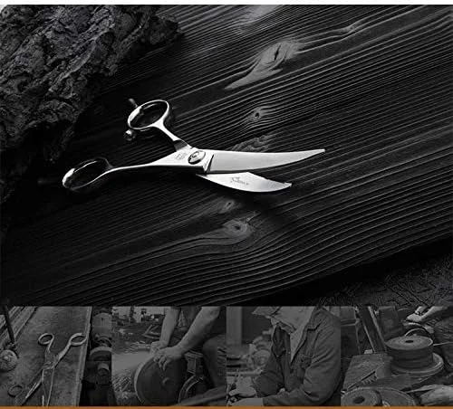 قیچی آرایشگری HIHELO خمیده 6.5 اینچ - قیچی مو فولاد ژاپنی 440C - ابزار برش مو لبه تیغ سالن - ایده آل برای قیچی مو برای افراد راست دست و چپ دست