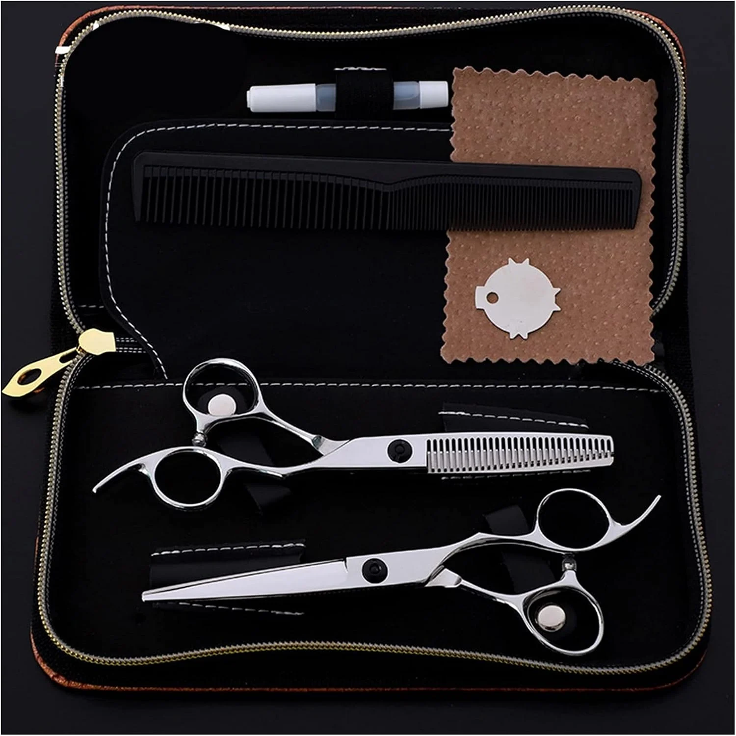 ست قیچی آرایشگری دستی 6.0 اینچی، قیچی آرایشگری، قیچی تخت، قیچی دندانه دار، ست اصلاح موی خانگی