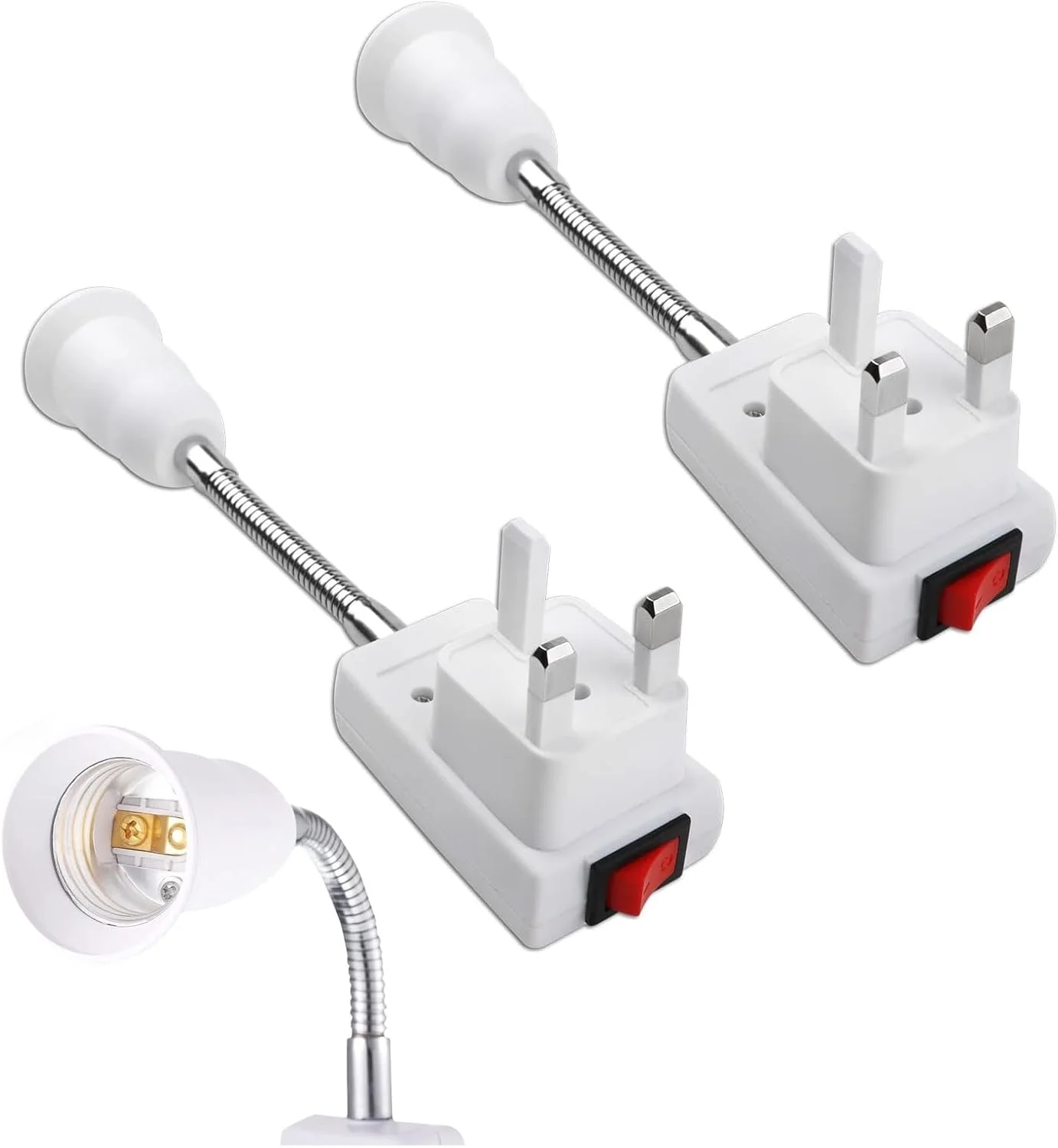 سرپیچ لامپ KASTWAVE E27 با کلید و دوشاخه، 2 سوکت چراغ دیواری انعطاف پذیر برای اتاق خواب و آشپزخانه، طراحی آسان پلاگین سرپیچ لامپ KASTWAVE E27 با کلید و دوشاخه، 2 سوکت چراغ دیواری انعطاف پذیر برای اتاق خواب و آشپزخانه، طراحی آسان پلاگین