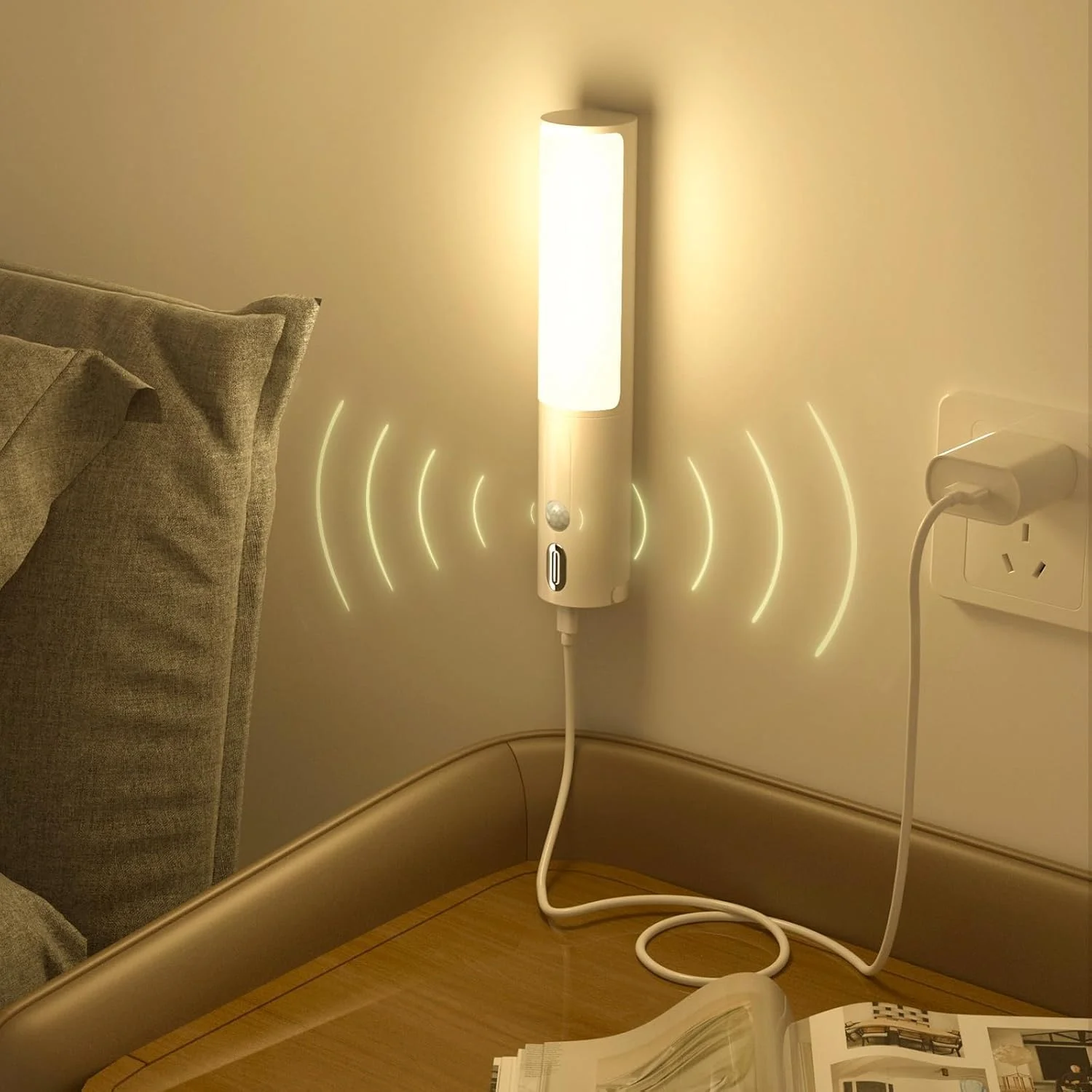 چراغ سنسور حرکتی KASTWAVE، چراغ دیواری قابل شارژ USB، چراغ دیواری مغناطیسی، چراغ خواب داخلی سنسور حرکتی، چراغ دیواری بی سیم دیمر دار با 3 رنگ برای اتاق خواب راهرو (سفید) چراغ سنسور حرکتی KASTWAVE، چراغ دیواری قابل شارژ USB، چراغ دیواری مغناطیسی، چراغ خواب داخلی سنسور حرکتی، چراغ دیواری بی سیم دیمر دار با 3 رنگ برای اتاق خواب راهرو (سفید)