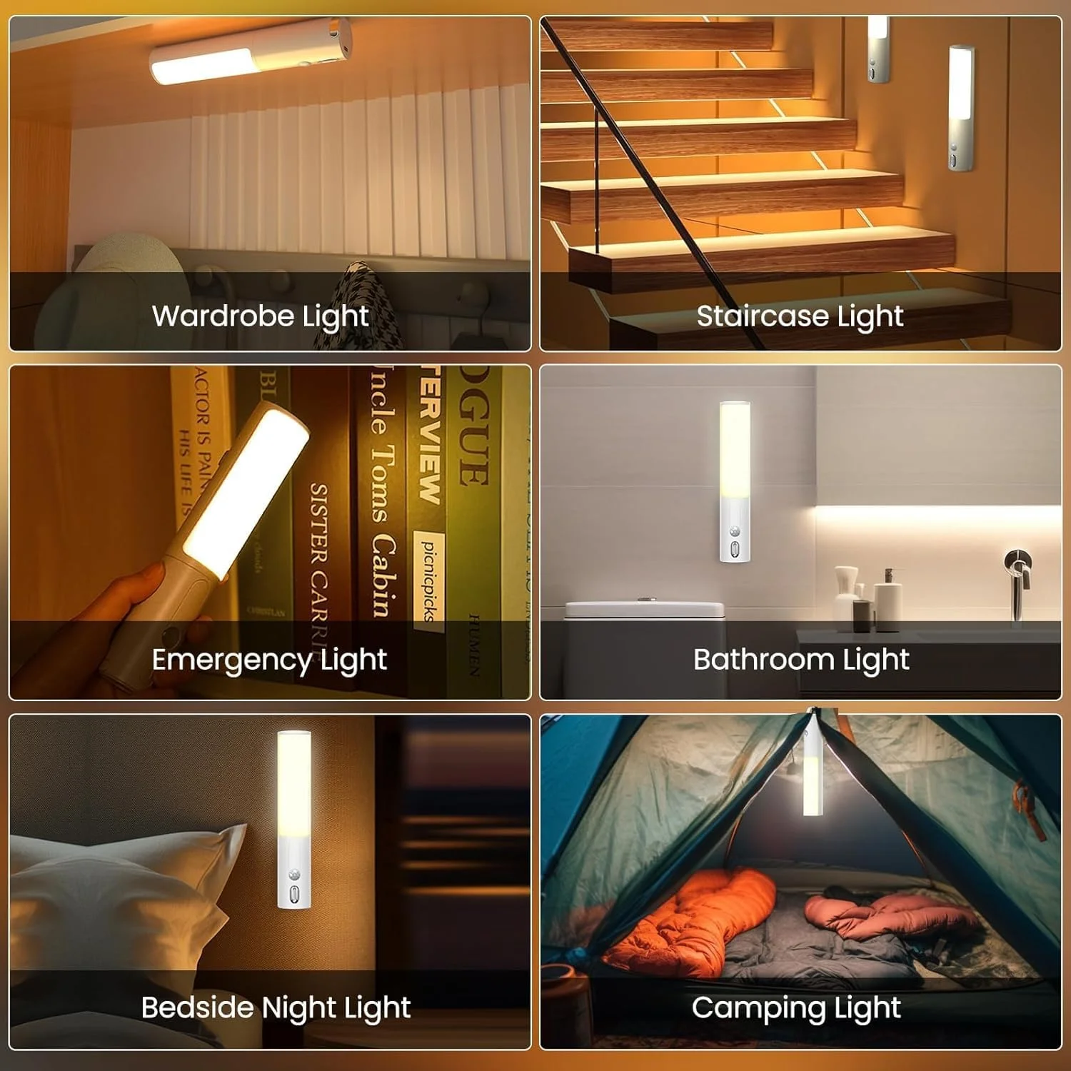 چراغ سنسور حرکتی KASTWAVE، چراغ دیواری قابل شارژ USB، چراغ دیواری مغناطیسی، چراغ خواب داخلی سنسور حرکتی، چراغ دیواری بی سیم دیمر دار با 3 رنگ برای اتاق خواب راهرو (سفید)