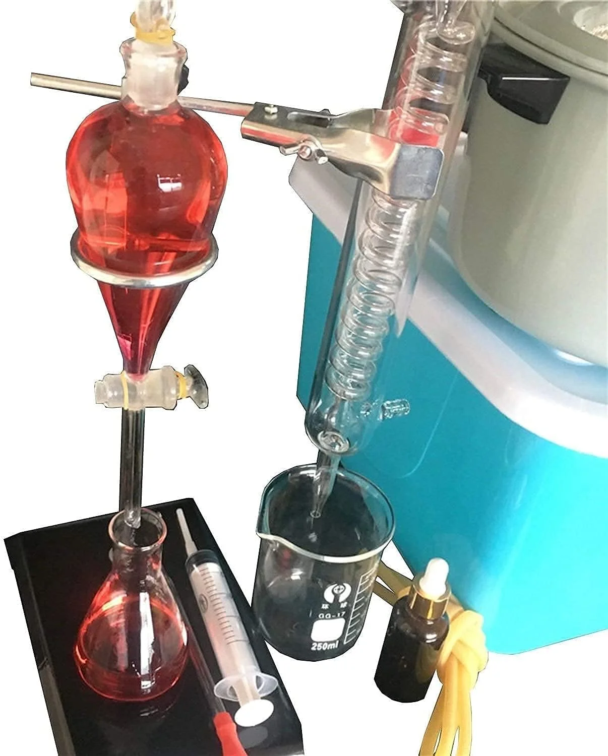 دستگاه تقطیر آزمایشگاهی تجهیزات زندگی WRQzxcv، ست شیشه آلات تقطیر آب خالص روغن ضروری با ترموستات، بخاری برقی و جعبه نگهداری، ست آزمایش شیمیایی دستگاه تقطیر آزمایشگاهی تجهیزات زندگی WRQzxcv، ست شیشه آلات تقطیر آب خالص روغن ضروری با ترموستات، بخاری برقی و جعبه نگهداری، ست آزمایش شیمیایی