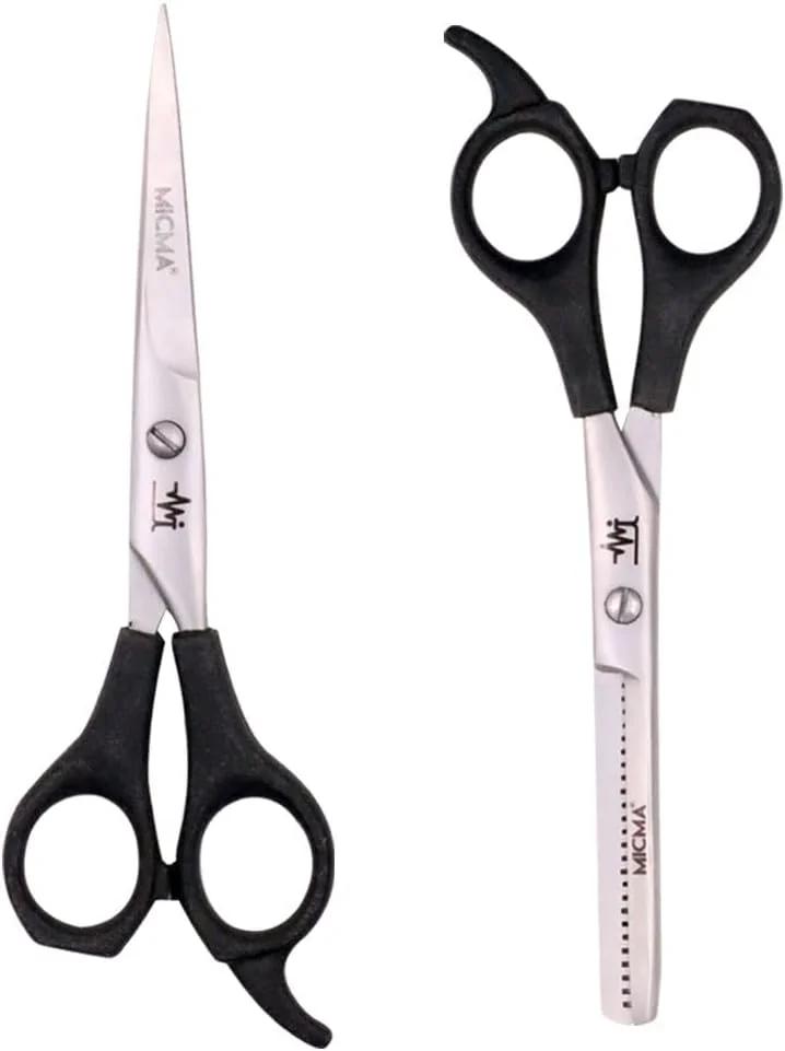 قیچی آرایشگری MICMA و قیچی پیتاژ مو 6.5 اینچ با روکش کروم، قیچی استیل ضد زنگ مغناطیسی برای مردان و زنان، قیچی تیز برای آرایش مو، حالت دادن، مرتب کردن و کوتاه کردن مدل MT-08