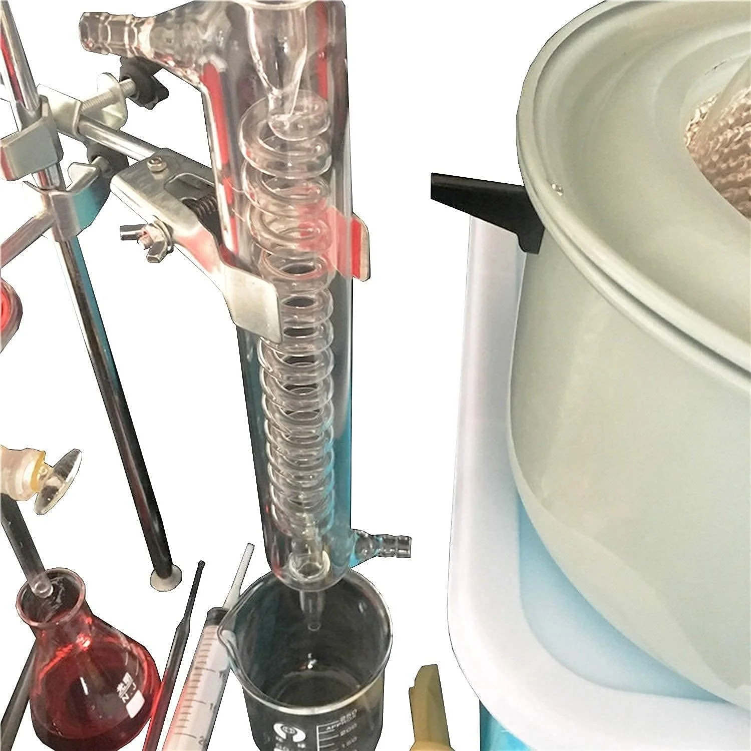 دستگاه تقطیر آزمایشگاهی تجهیزات زندگی WRQzxcv، ست شیشه آلات تقطیر آب خالص روغن ضروری با ترموستات، بخاری برقی و جعبه نگهداری، ست آزمایش شیمیایی دستگاه تقطیر آزمایشگاهی تجهیزات زندگی WRQzxcv، ست شیشه آلات تقطیر آب خالص روغن ضروری با ترموستات، بخاری برقی و جعبه نگهداری، ست آزمایش شیمیایی