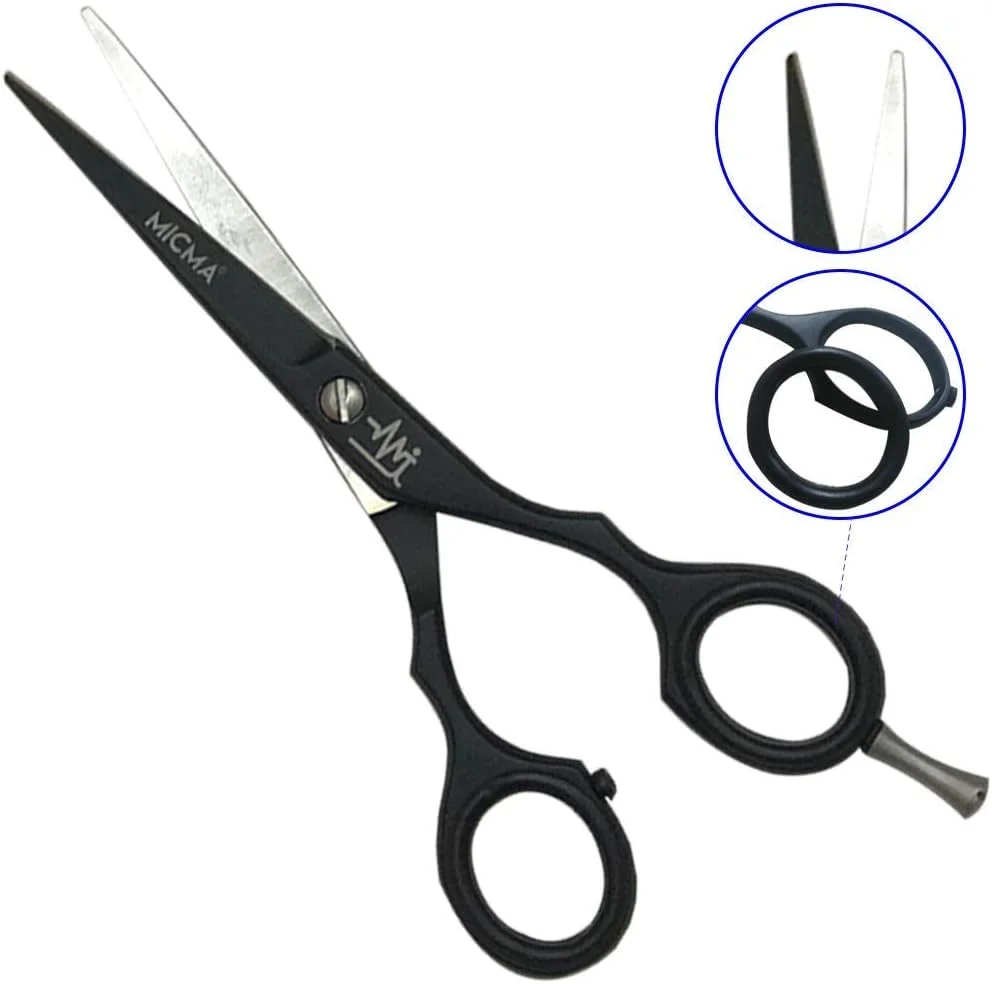 ست قیچی آرایشگری MICMA برای آقایان و بانوان، شامل قیچی های حرفه ای پیتاژ و قیچی آرایشگری 5.5 اینچی