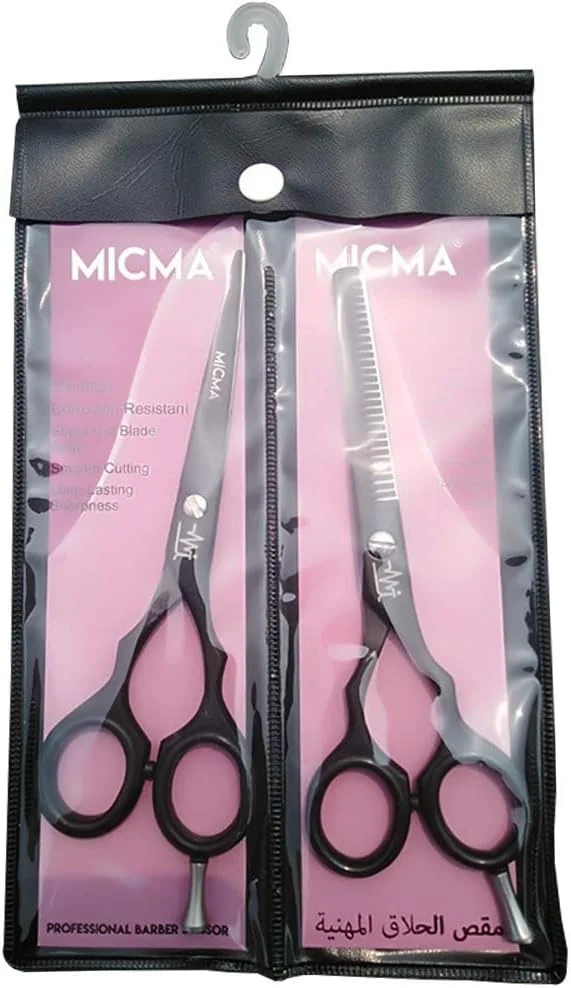 ست قیچی آرایشگری MICMA برای آقایان و بانوان، شامل قیچی های حرفه ای پیتاژ و قیچی آرایشگری 5.5 اینچی