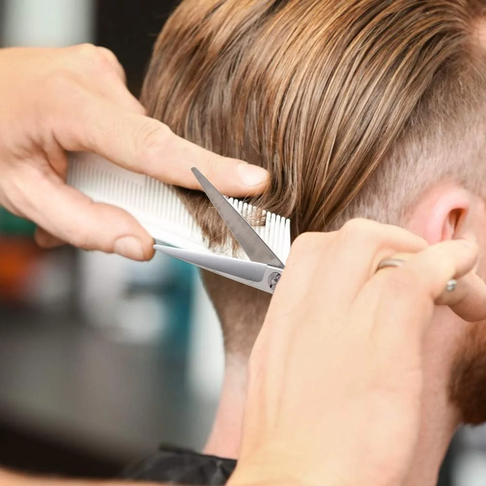 ست قیچی آرایشگری مونتای 15 سانتی متری با سوراخ های بزرگ انگشتی، قیچی های حرفه ای بافت دهنده مو برای آرایشگران، قیچی های آرایشگاهی، فولاد ضد زنگ ژاپنی 440C، نقره ای