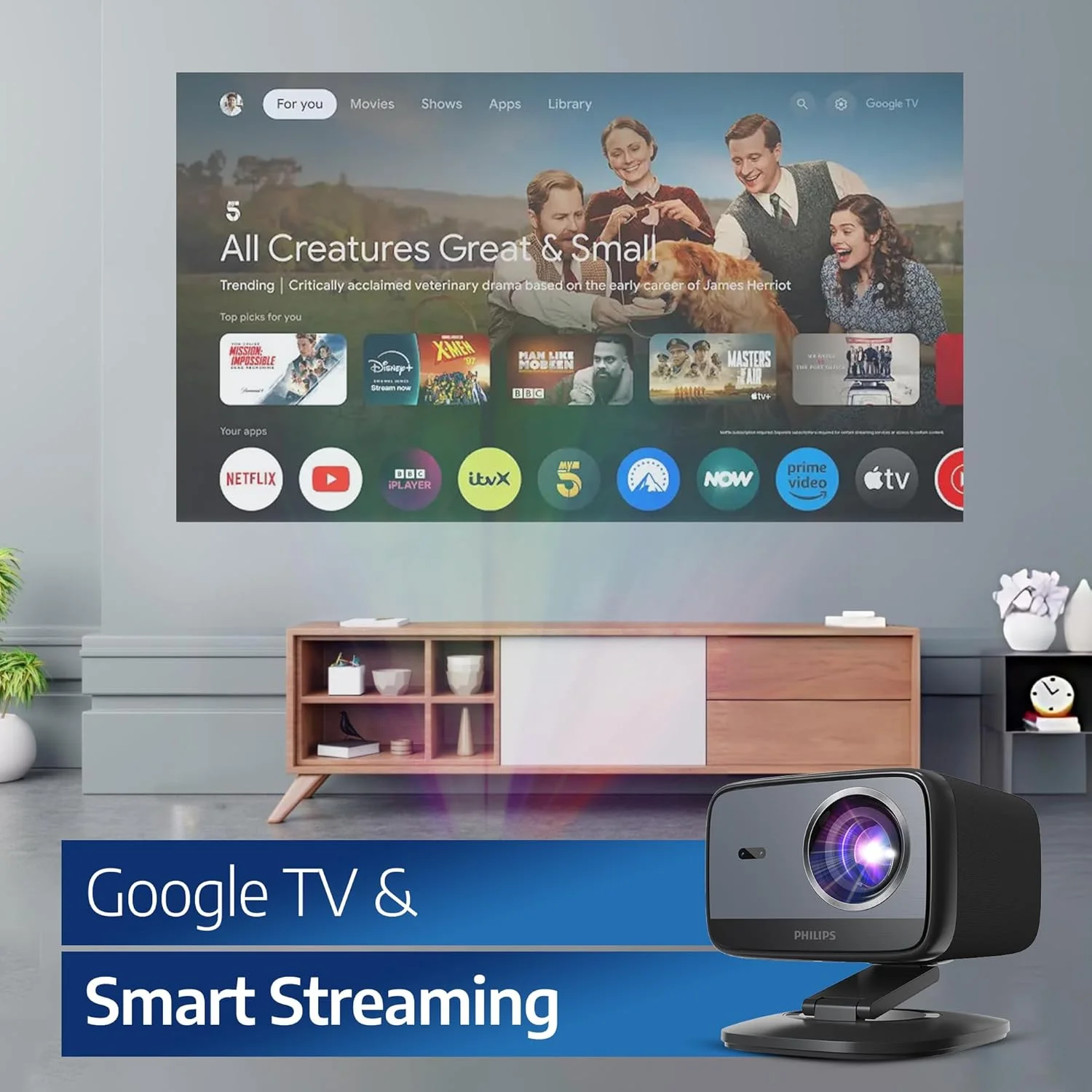 پروژکتور هوشمند فیلیپس Neopix 450، Full HD 1920x1080p، Google TV، منبع نور LED، بلندگوهای استریو 2x5W، مشکی پروژکتور هوشمند فیلیپس Neopix 450، Full HD 1920x1080p، Google TV، منبع نور LED، بلندگوهای استریو 2x5W، مشکی