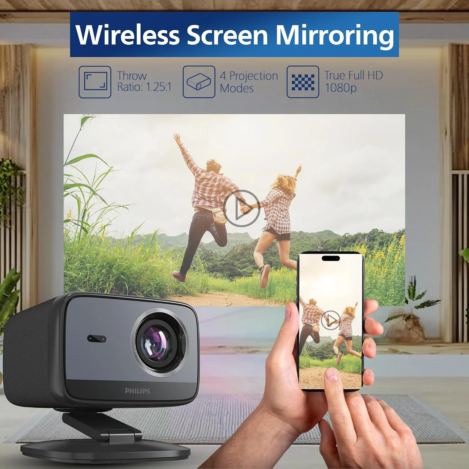 پروژکتور هوشمند فیلیپس Neopix 450، Full HD 1920x1080p، Google TV، منبع نور LED، بلندگوهای استریو 2x5W، مشکی پروژکتور هوشمند فیلیپس Neopix 450، Full HD 1920x1080p، Google TV، منبع نور LED، بلندگوهای استریو 2x5W، مشکی