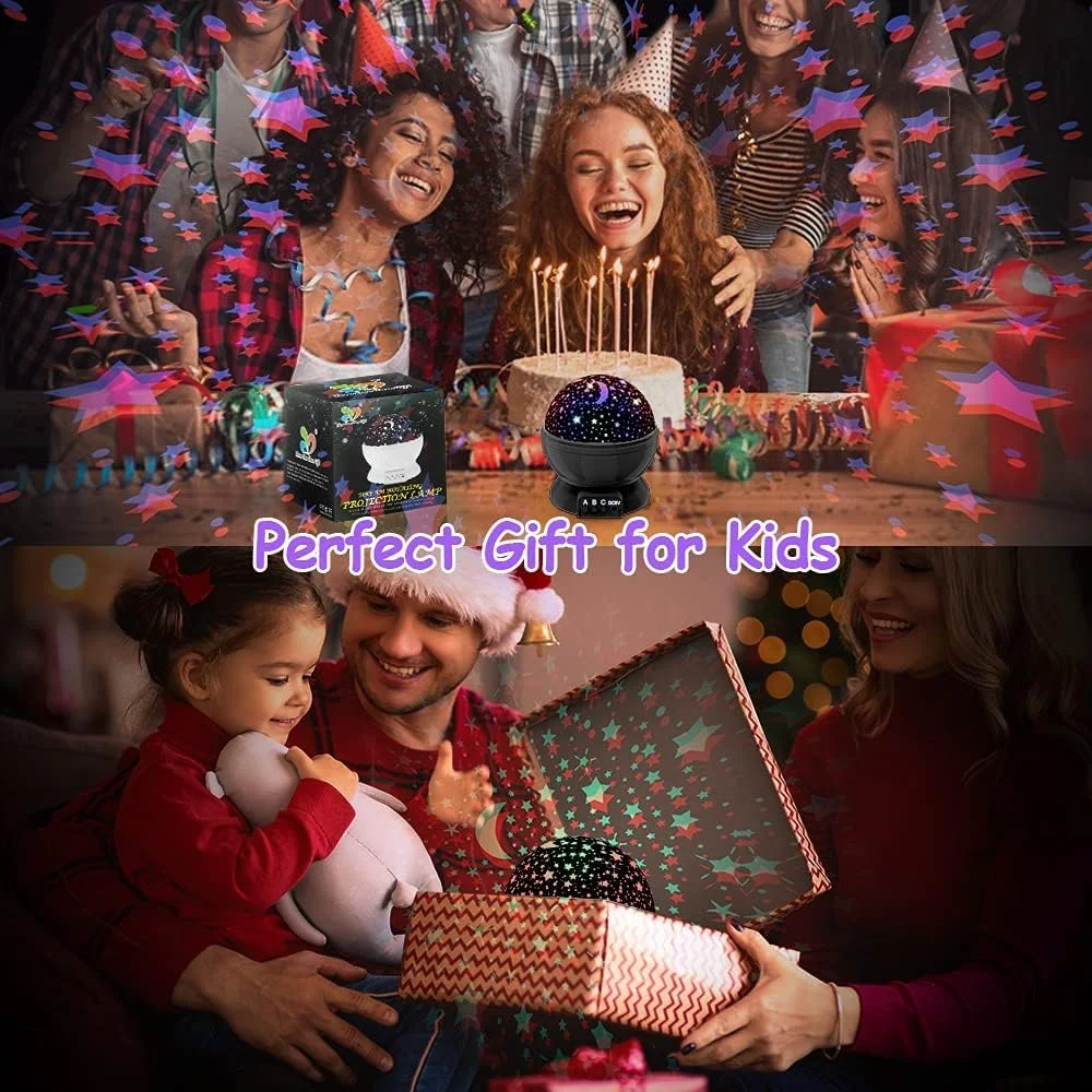 پروژکتور چراغ خواب آسمان پرستاره کودک KASTWAVE، چرخش 360 درجه، 4 LED، 8 تغییر رنگ، تغذیه از طریق USB، ایده آل برای اتاق خواب کودکان و دکوراسیون مهمانی پروژکتور چراغ خواب آسمان پرستاره کودک KASTWAVE، چرخش 360 درجه، 4 LED، 8 تغییر رنگ، تغذیه از طریق USB، ایده آل برای اتاق خواب کودکان و دکوراسیون مهمانی
